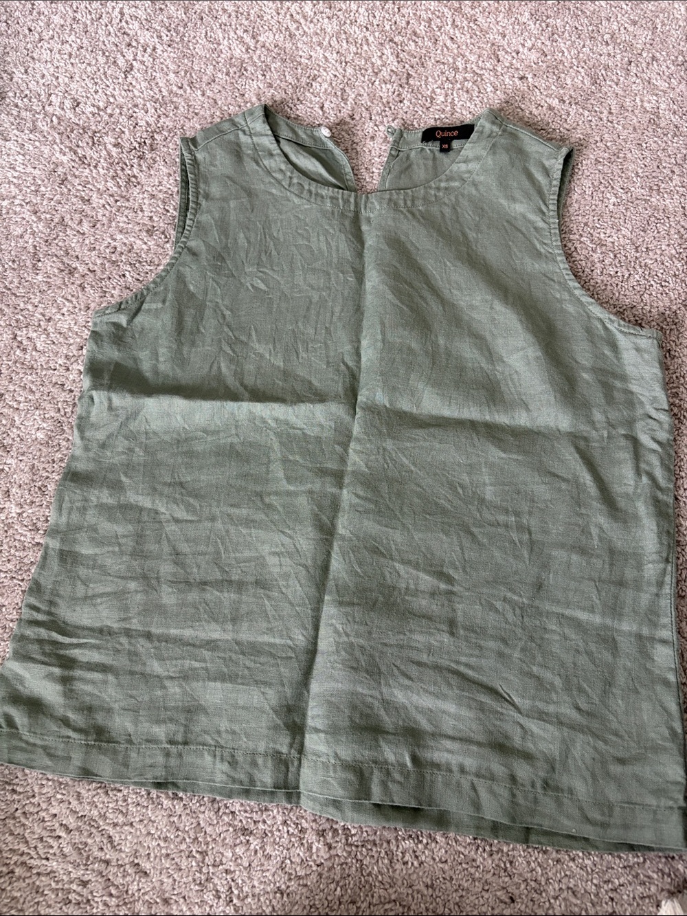 Quince Sleeveless Linen Tank in  Green size xs